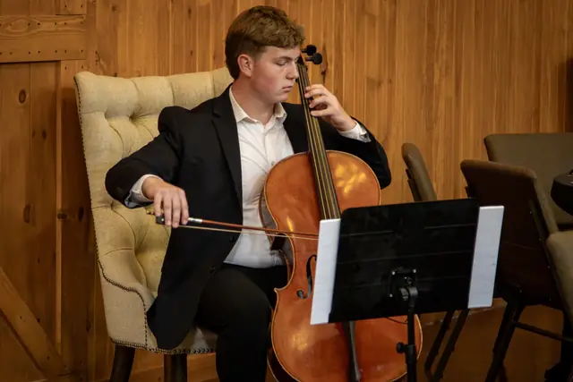 A cellist played as guests arrived