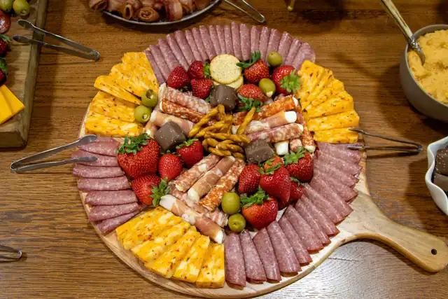 A red, white, and blue platter at the reception