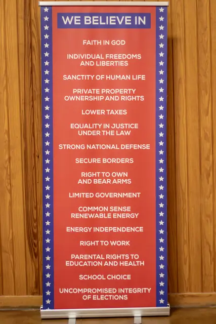 The party's statement of principles on display